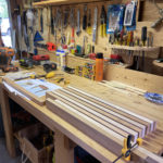 Work Bench with Lumber Prepped for Glue Up