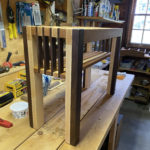 Walnut, Maple, Cherry Bench on Workbench