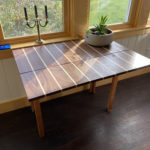 Walnut & Maple Striped Drop leaf table open